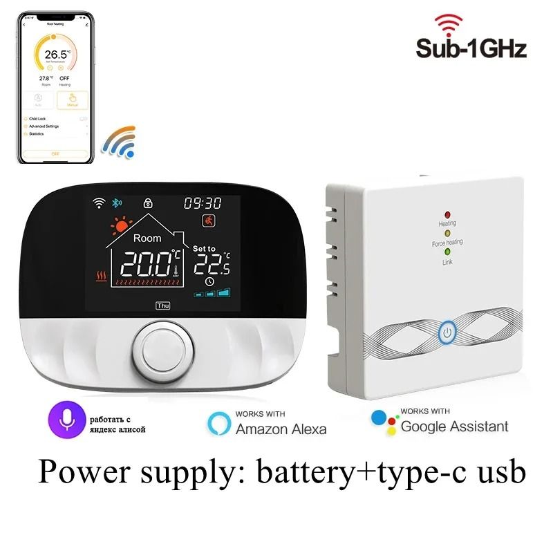 RF Wireless Smart WiFi Floor Heating Thermostat For Gas Boiler Battery Powered Tuya Temperature Con 7