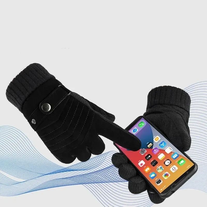 Mens Winter Cycling Motorcycle Gloves Windproof Cold Insulation Warm Leather Touch Screen AntiSlip 3