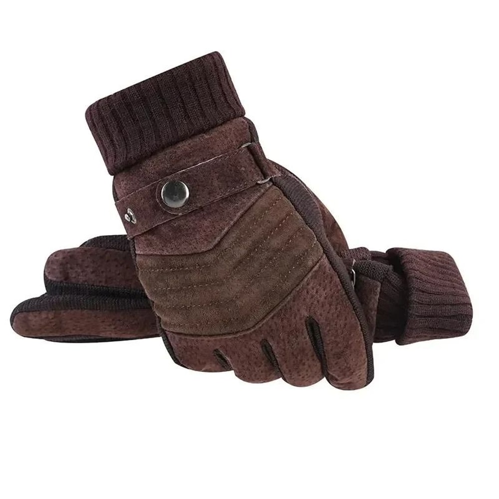 Mens Winter Cycling Motorcycle Gloves Windproof Cold Insulation Warm Leather Touch Screen AntiSlip 4