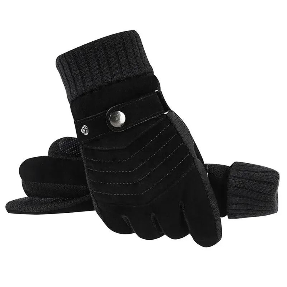 Mens Winter Cycling Motorcycle Gloves Windproof Cold Insulation Warm Leather Touch Screen AntiSlip 5