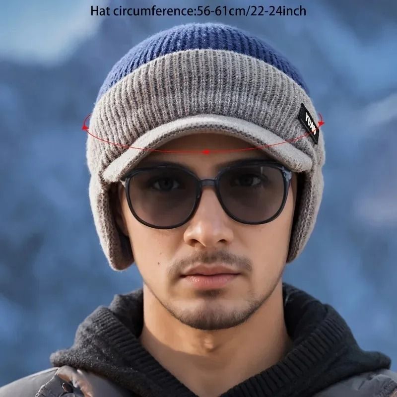 DualTone Knit Baseball Cap Fashionable Dad Hat With Ear Protection For Outdoor Activities 2