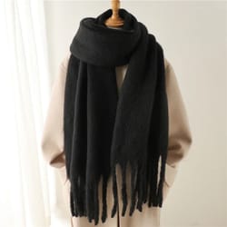 winter scarf for women cashmere warm solid pashmina blanket wraps female thick soft big tassel shawl long poncho