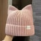 Cute Cat Ears Beanies For Women Autumn And Winter Warm Ear Protection Sweet Versatile Pullover Knit 9