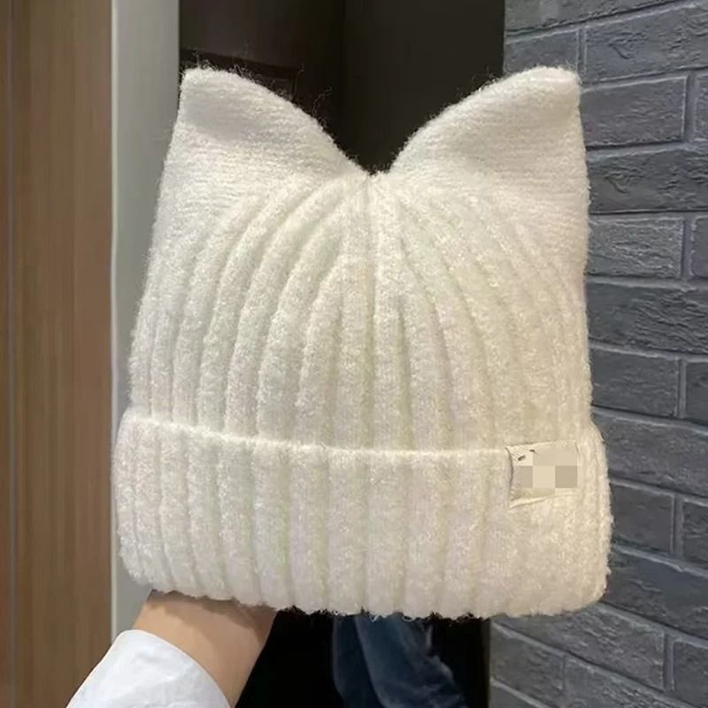 Cute Cat Ears Beanies For Women Autumn And Winter Warm Ear Protection Sweet Versatile Pullover Knit 7