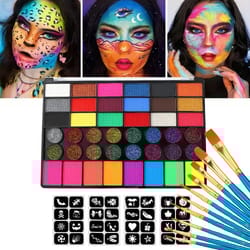 42 colors water soluble face body painting set uv neon glitter makeup for halloween and christmas