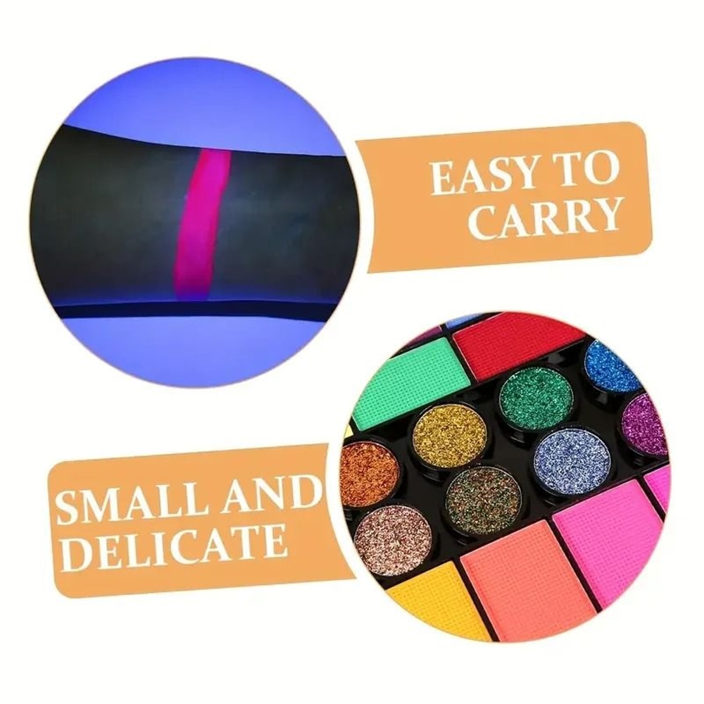 42 Colors Water Soluble Face Body Painting Set UV Neon Glitter Makeup For Halloween And Christmas 5