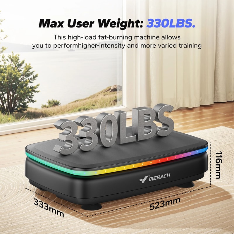 MERACH Vibration Plate Exercise Machine With Integrated Lighting Whole Body Workout Power Platform 5