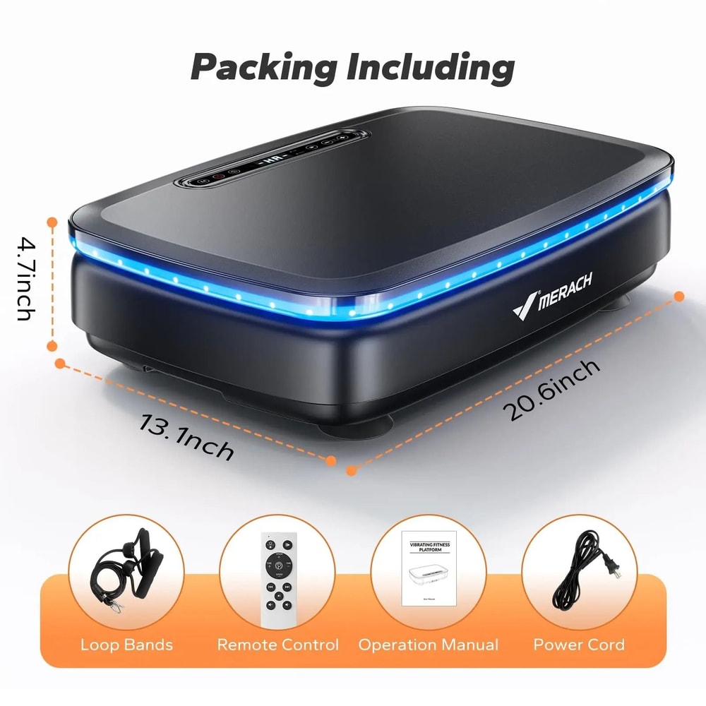 MERACH Vibration Plate Exercise Machine With Integrated Lighting Whole Body Workout Power Platform 8