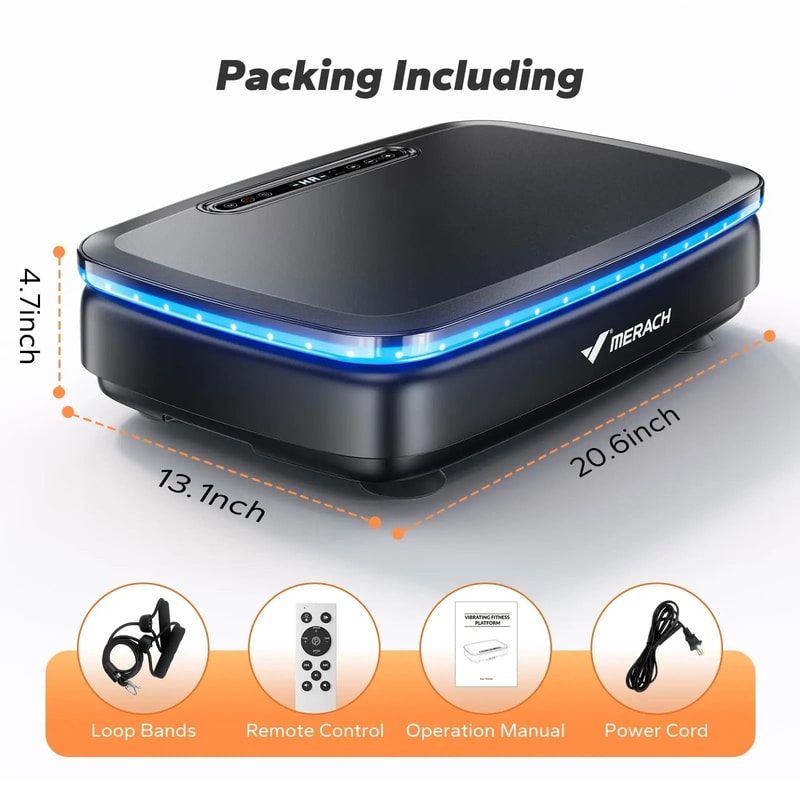 MERACH Vibration Plate Exercise Machine With Integrated Lighting Whole Body Workout Power Platform 8