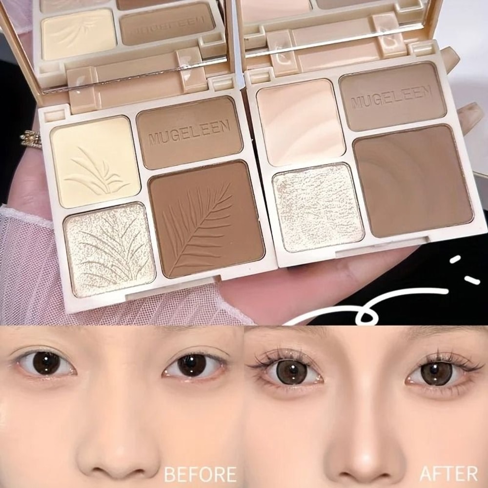 4Color Facial Highlighter Makeup Palette Matte Shadow Shimmer Contour Powder For Lasting Glow 1