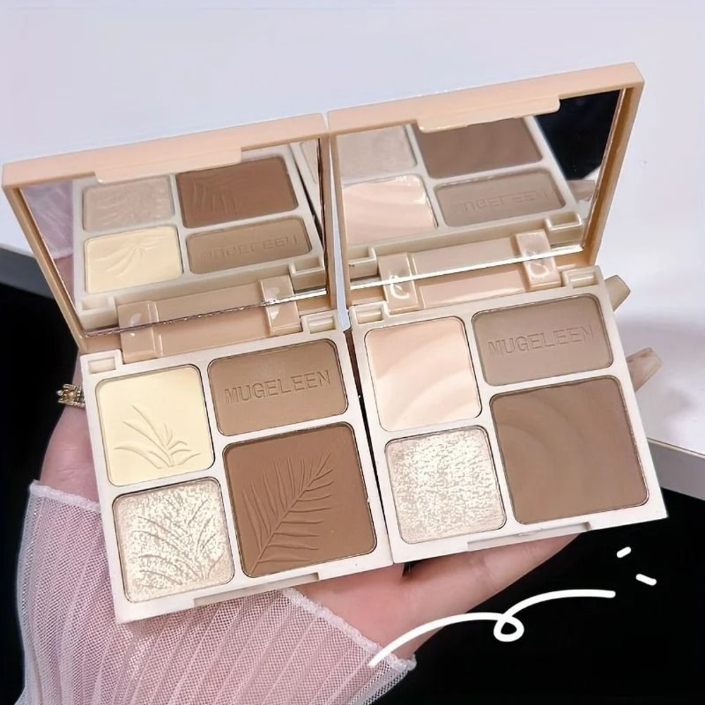 4Color Facial Highlighter Makeup Palette Matte Shadow Shimmer Contour Powder For Lasting Glow 2