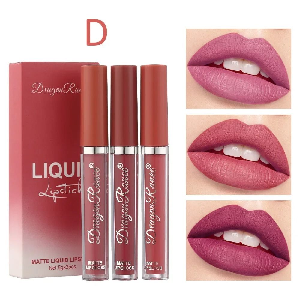 3 PCS Liquid Matte Lipstick Set Long Lasting Waterproof Korean Beauty Cosmetics For Women 8
