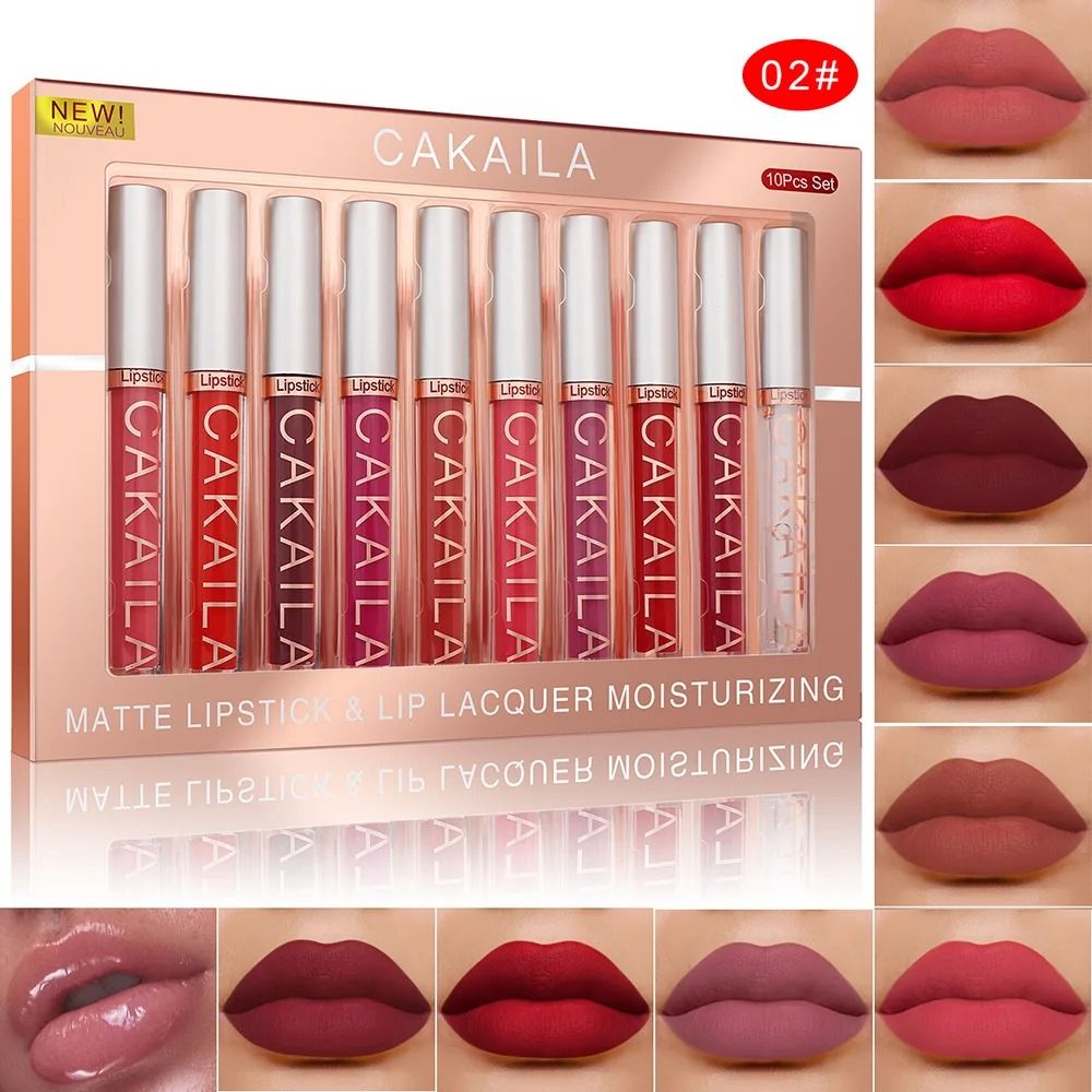 10PCS Nude Matte Velvet Lip Gloss Set Waterproof Longlasting Liquid Lipstick Lip Tint For Women 2