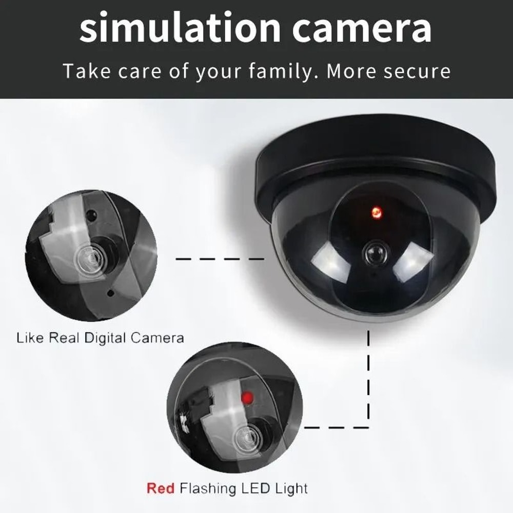 Dummy Fake Security Camera Indoor Outdoor Surveillance Deterrent With LED Red Light 4