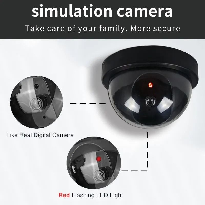 Dummy Fake Security Camera Indoor Outdoor Surveillance Deterrent With LED Red Light 4