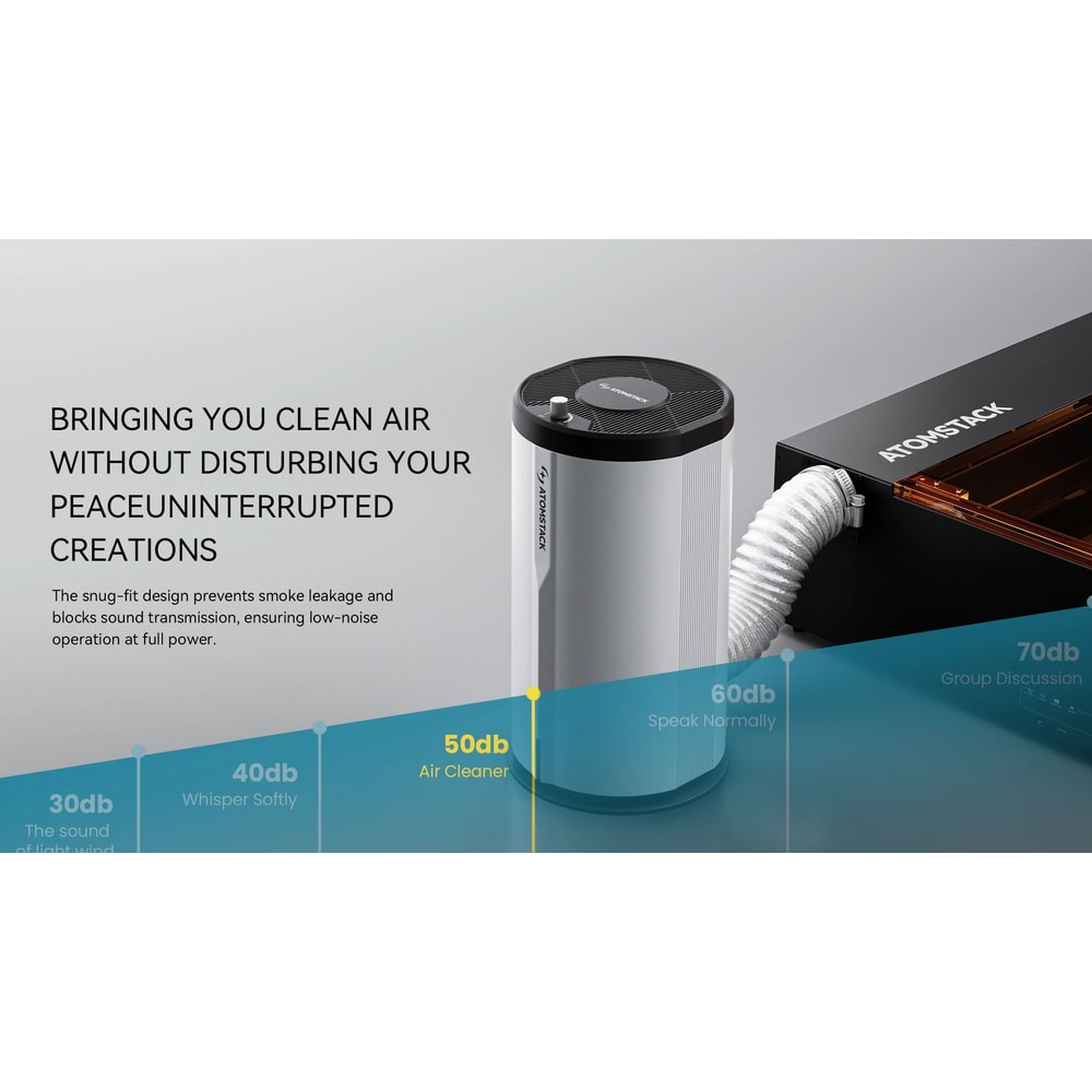 AtomStack D3 Laser Engraving Air Purifier 5Layer HEPA Filtration For PM25PM10 Smoke Removal 5