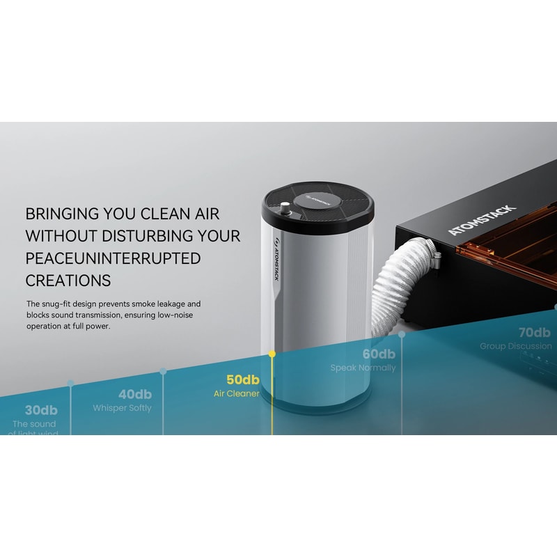 AtomStack D3 Laser Engraving Air Purifier 5Layer HEPA Filtration For PM25PM10 Smoke Removal 5
