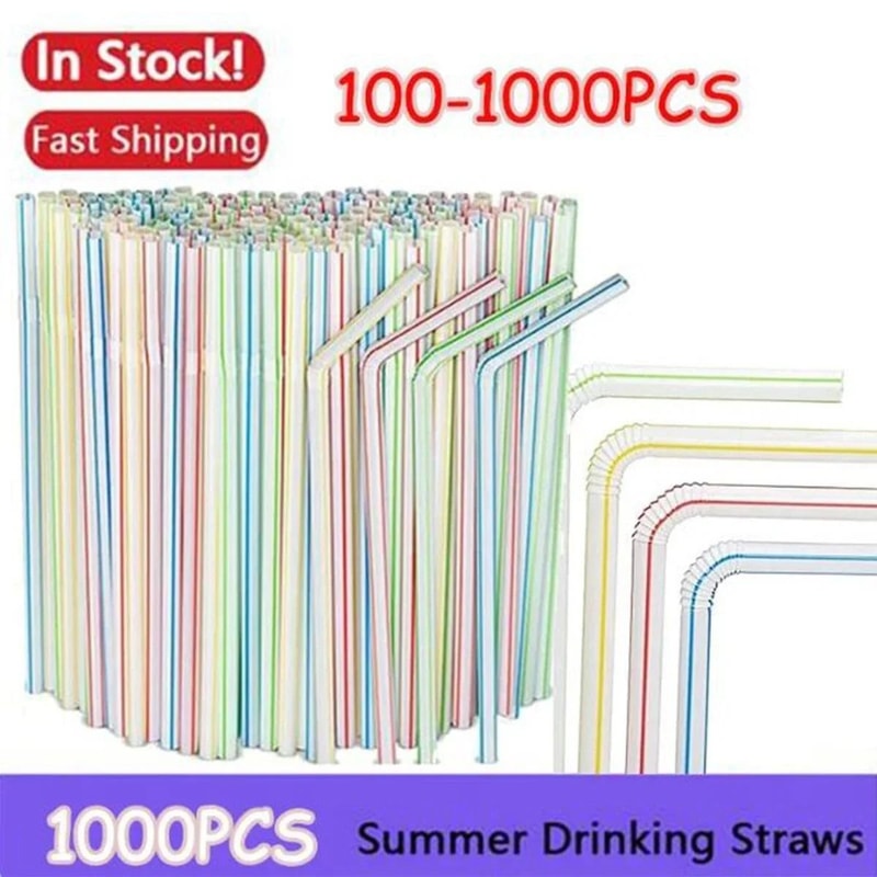 Multicolor Fluorescent Straws Bendable Drinking Straws For Wedding Decor Party Supplies 0