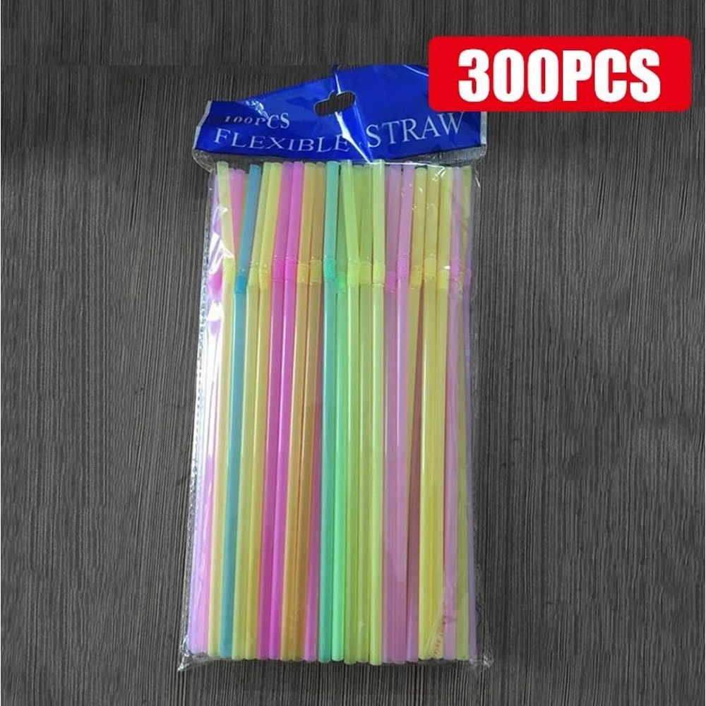 Multicolor Fluorescent Straws Bendable Drinking Straws For Wedding Decor Party Supplies 11