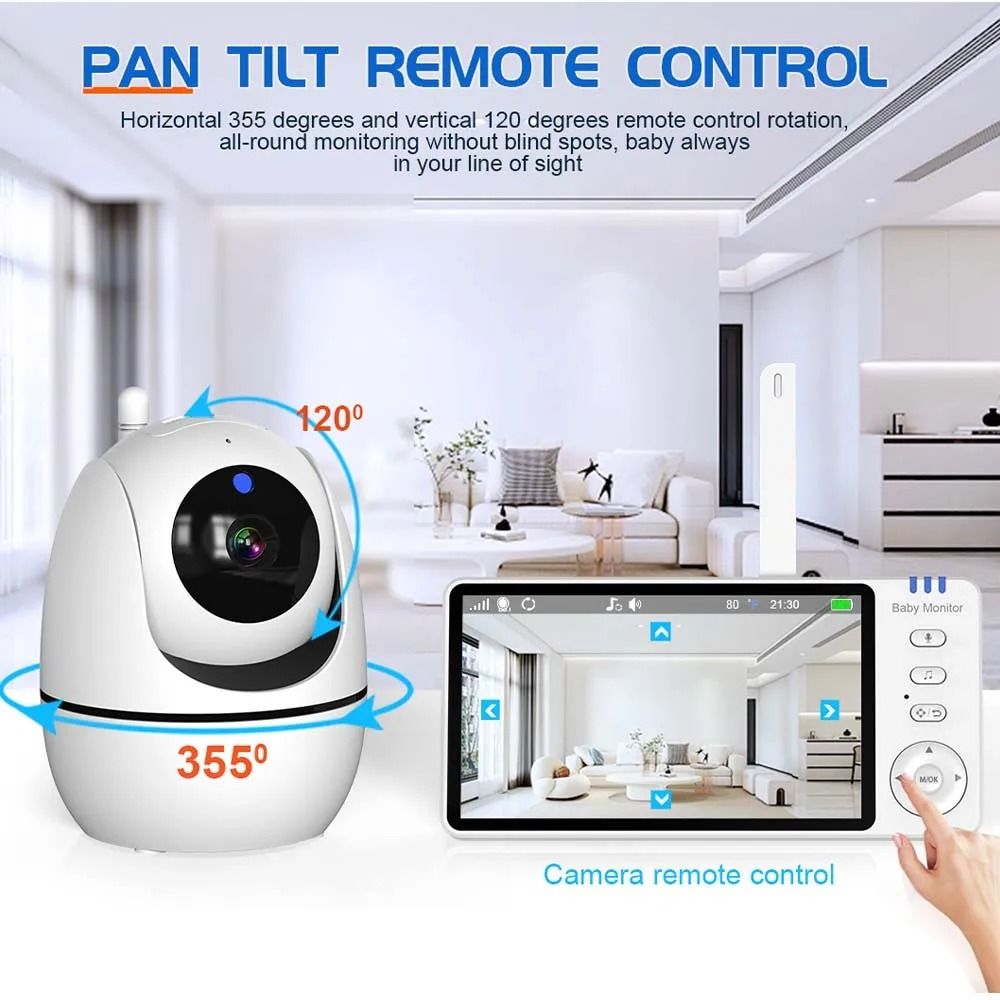 5 HD Video Baby Monitor Remote PanTiltZoom Camera With Night Vision Temperature Alerts 1