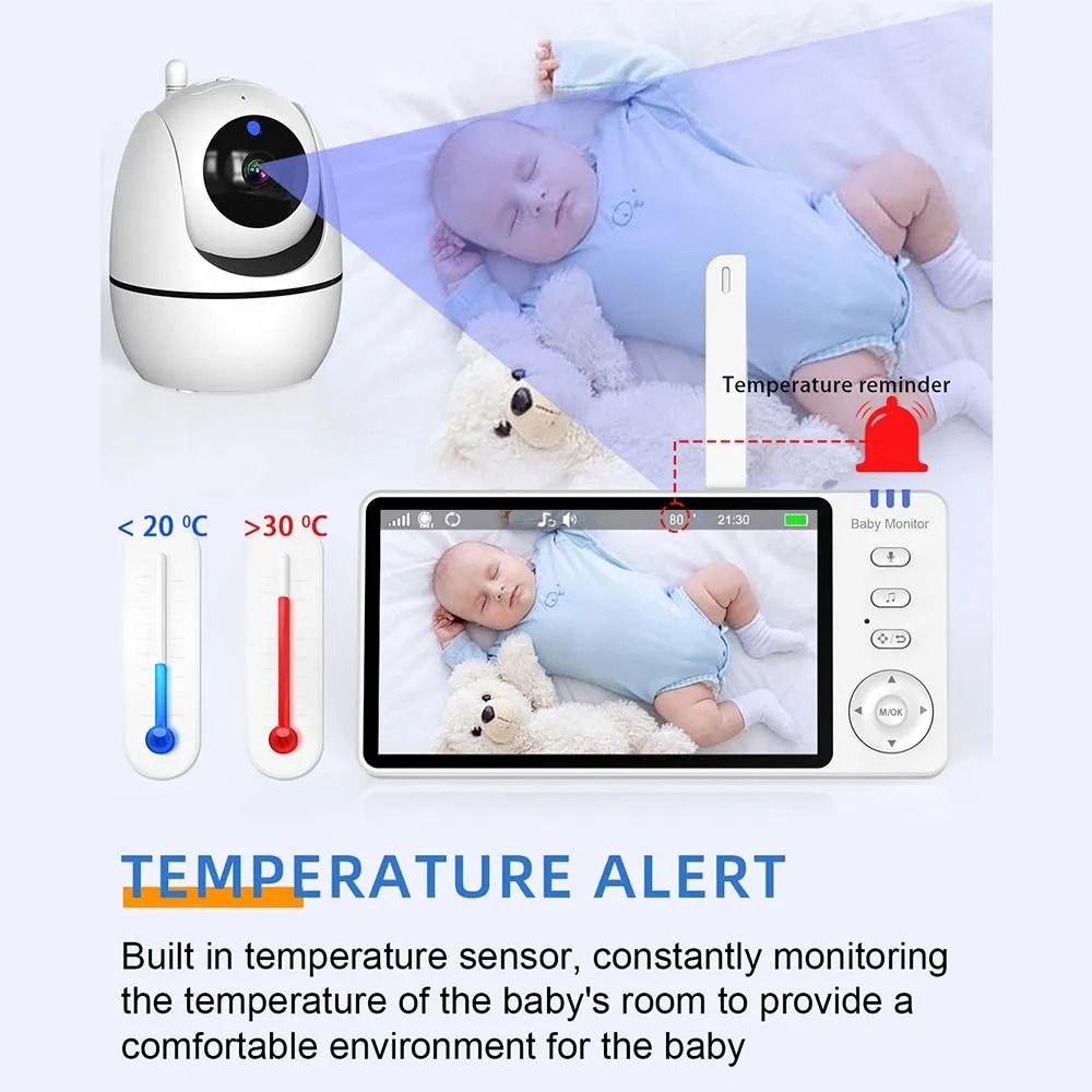 5 HD Video Baby Monitor Remote PanTiltZoom Camera With Night Vision Temperature Alerts 3