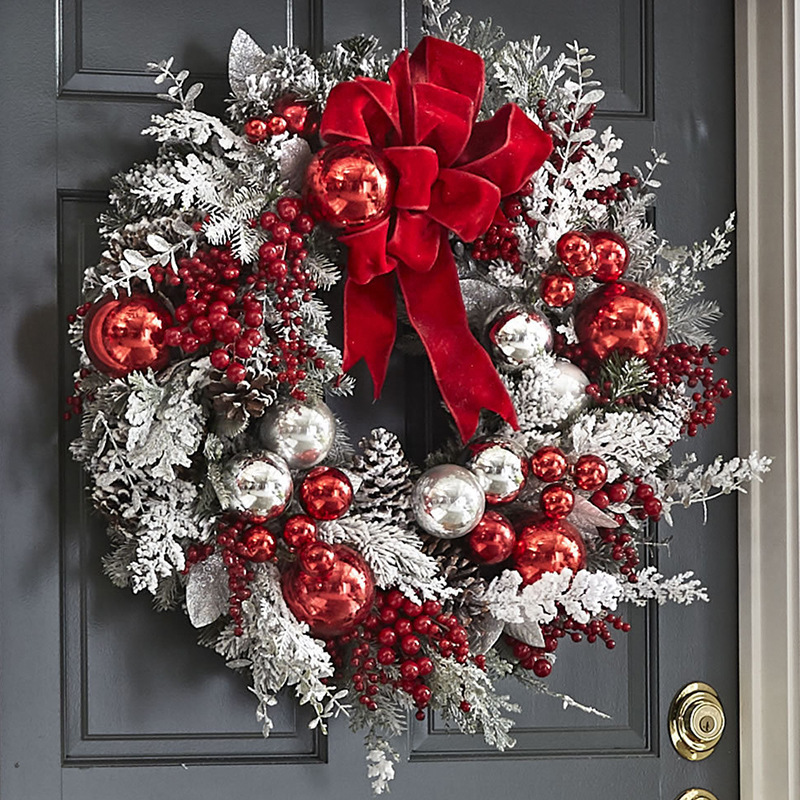 Christmas Wreath and Garland Door Decor for a Warm, Festive Holiday Welcome