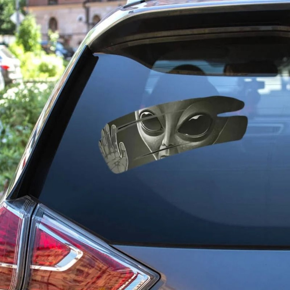 3D Cool Alien Cracked Car Sticker SelfAdhesive PVC Vinyl Auto Racing Decal 1
