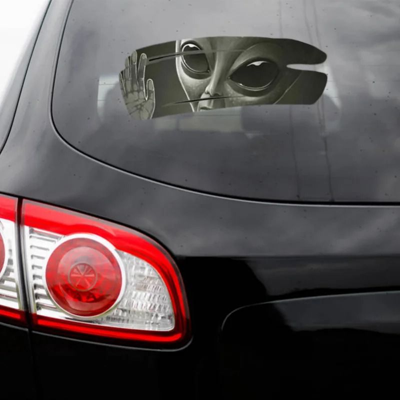 3D Cool Alien Cracked Car Sticker SelfAdhesive PVC Vinyl Auto Racing Decal 2