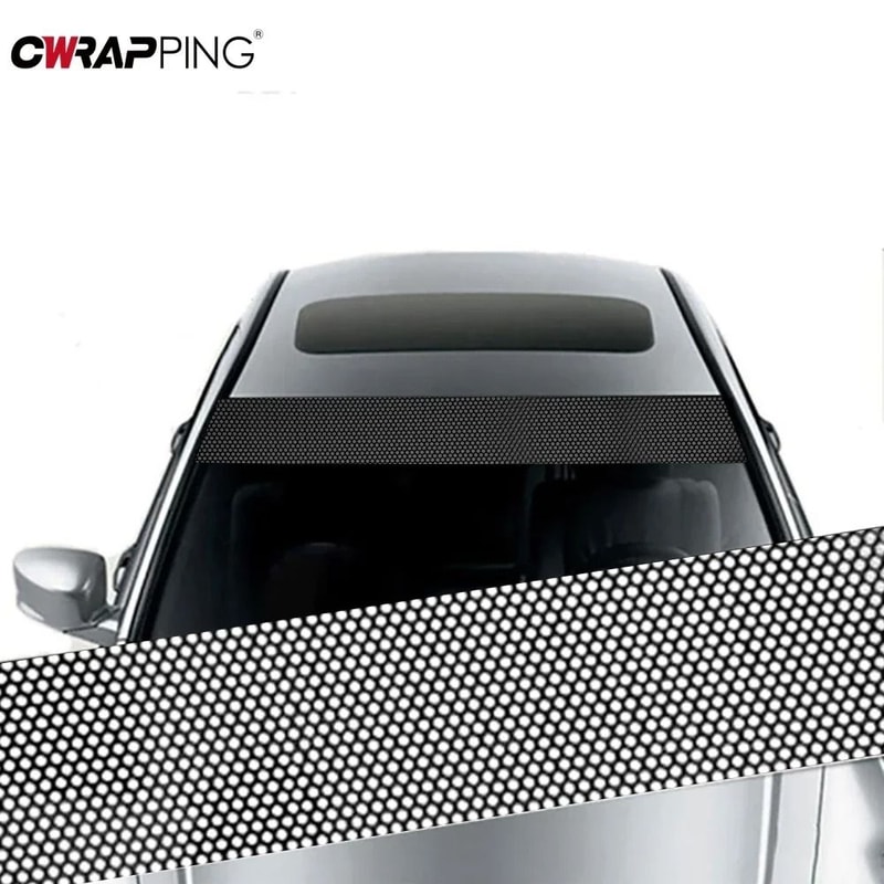 3D Mesh Car Sunshade Sticker One Way Vision Fly Eye Vinyl Film For Front Windshield 2