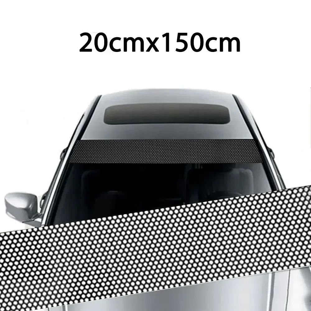 3D Mesh Car Sunshade Sticker One Way Vision Fly Eye Vinyl Film For Front Windshield 7