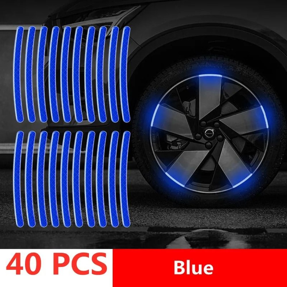 Car Wheel Hub Reflective Stripes Door Handle Safety Warning Stickers Rear Reflective Tape 0