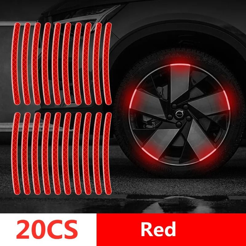 Car Wheel Hub Reflective Stripes Door Handle Safety Warning Stickers Rear Reflective Tape 10