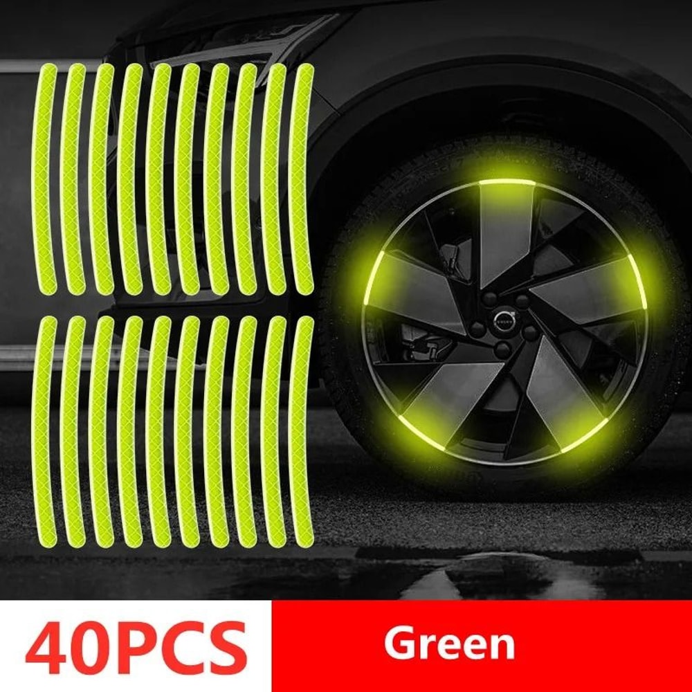 Car Wheel Hub Reflective Stripes Door Handle Safety Warning Stickers Rear Reflective Tape 11