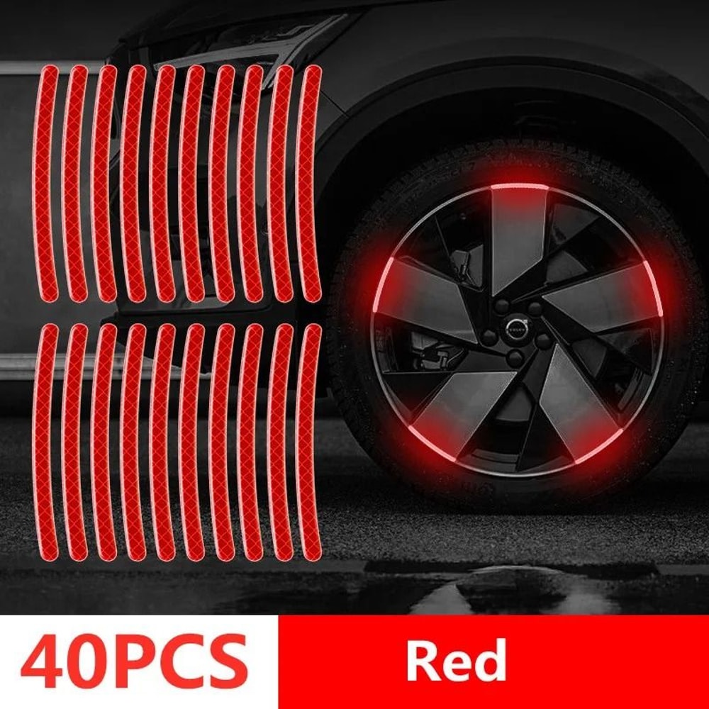 Car Wheel Hub Reflective Stripes Door Handle Safety Warning Stickers Rear Reflective Tape 12