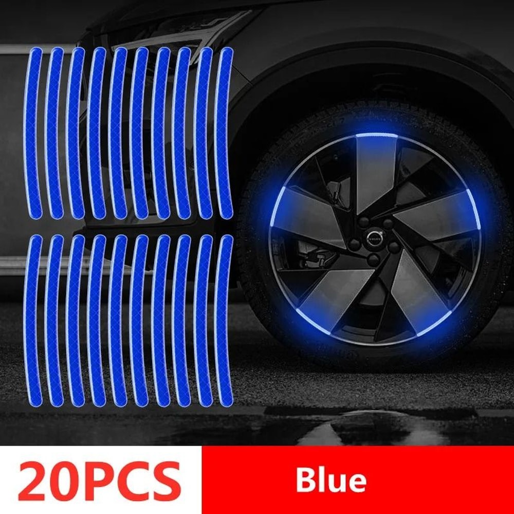 Car Wheel Hub Reflective Stripes Door Handle Safety Warning Stickers Rear Reflective Tape 14