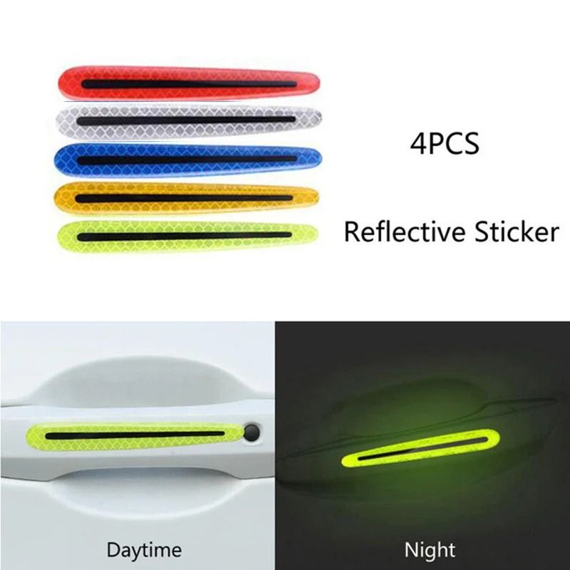 Car Wheel Hub Reflective Stripes Door Handle Safety Warning Stickers Rear Reflective Tape 3