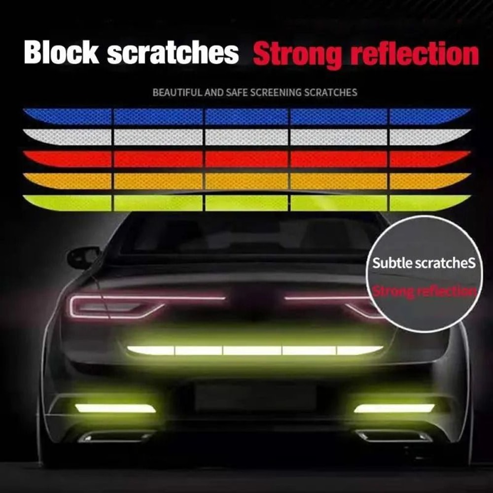 Car Wheel Hub Reflective Stripes Door Handle Safety Warning Stickers Rear Reflective Tape 4