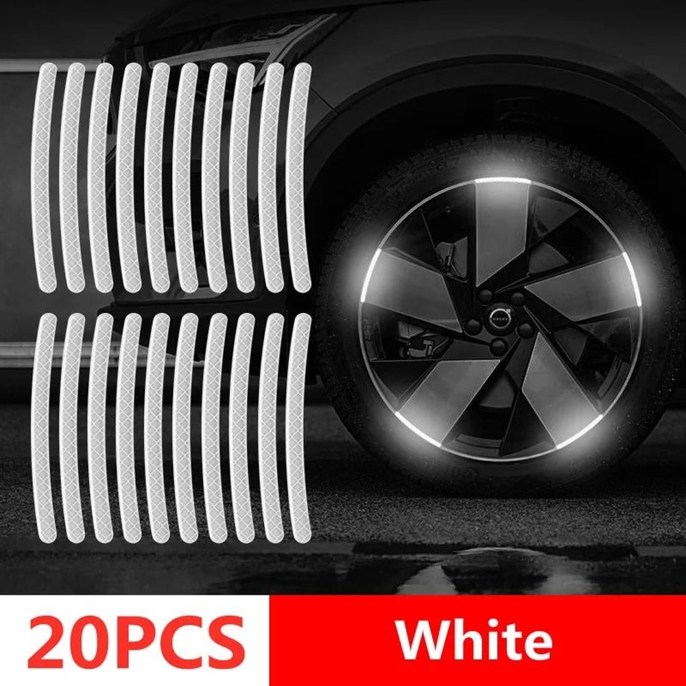 Car Wheel Hub Reflective Stripes Door Handle Safety Warning Stickers Rear Reflective Tape 8