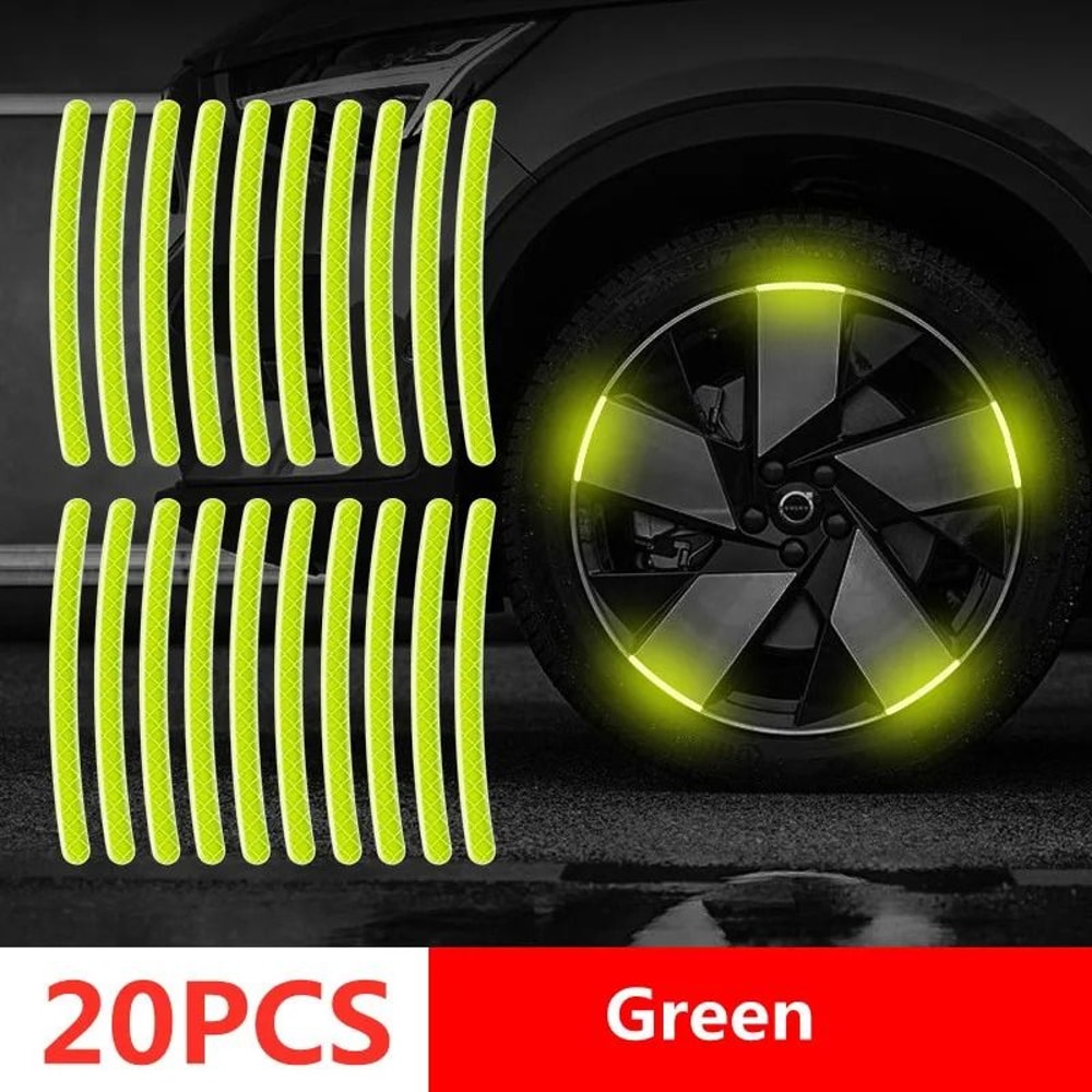 Car Wheel Hub Reflective Stripes Door Handle Safety Warning Stickers Rear Reflective Tape 21