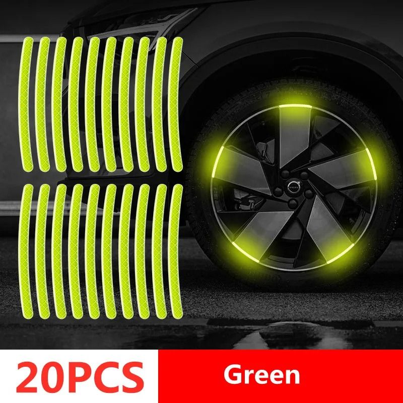Car Wheel Hub Reflective Stripes Door Handle Safety Warning Stickers Rear Reflective Tape 21