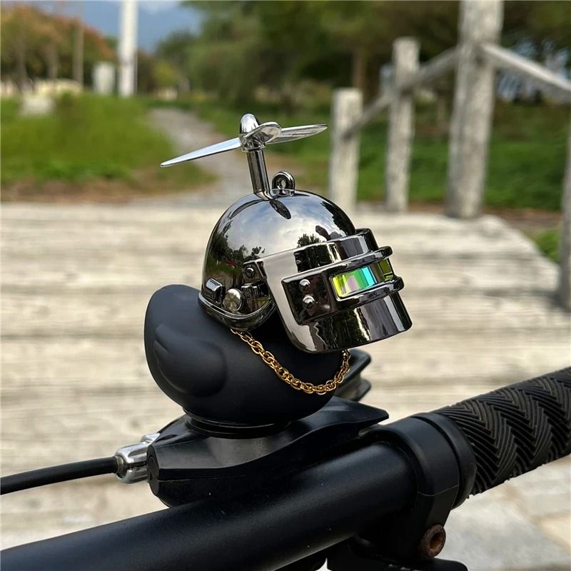 Black Rubber Duck Bicycle Horn Silicone Strap Car Ornament Kids Bike Bell 8