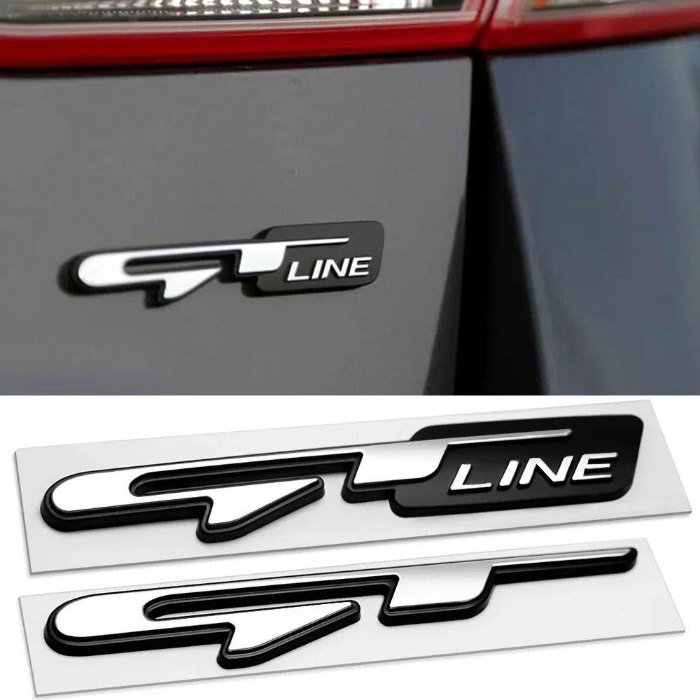 3D GT Line Fender Trunk Emblem Premium Chrome Body Badge For Kia Peugeot Performance Vehicles 1
