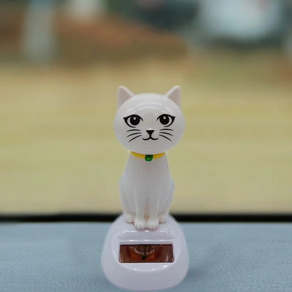 Solar Powered Shaking Head Cat Creative Cartoon Interior Car Decoration Automotive Gift 3