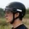 Vintage Black Motorcycle Helmet Urban Commuter EBike Cycling Gear With Integrated Goggles 1