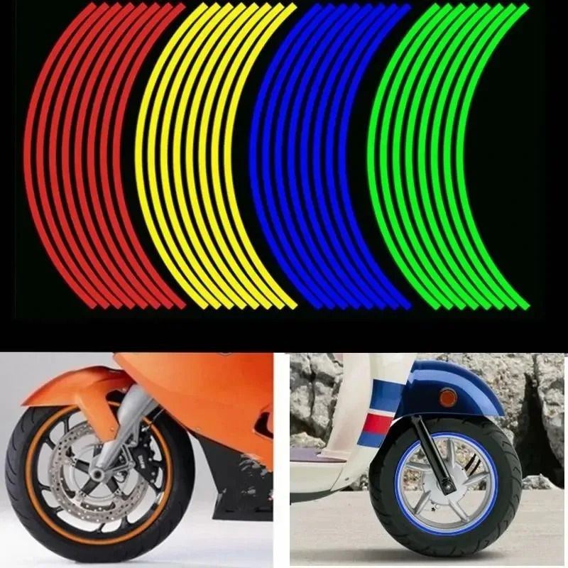 16Piece 18Inch Wheel Rim Stickers Reflective PVC Tire Decals For Motorcycle Modification 3