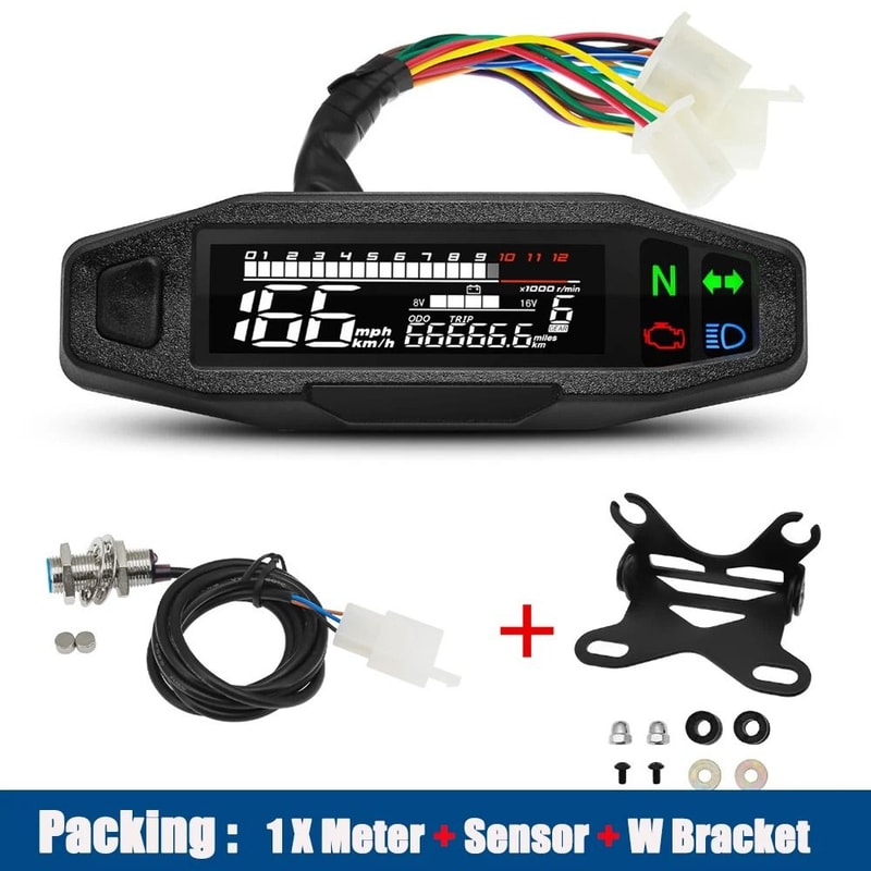 Universal Digital Motorcycle Speedometer Waterproof Dashboard Instrument With Tachometer Oil Gaug 13