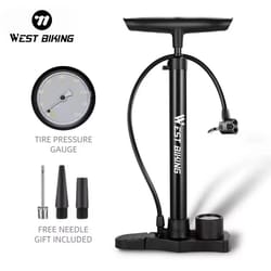 west biking 160psi high-pressure bicycle pump | portable stainless steel inflator with gauge for presta & schrader
