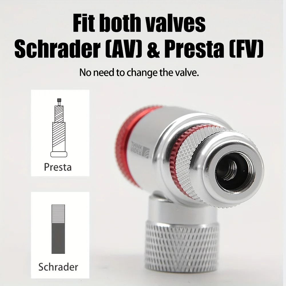 ThinkRider CO2 Bicycle Pump UltraLightweight Aluminum Inflator For Presta Schrader Valves 3