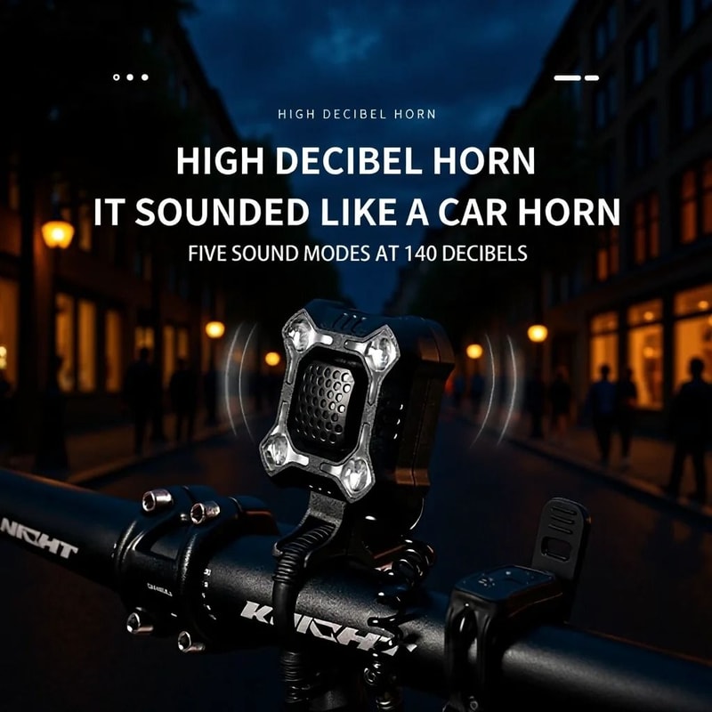 140dB HighIntensity Bicycle Horn Headlight USB Rechargeable Safety Alert Device For EBikes Scoot 1