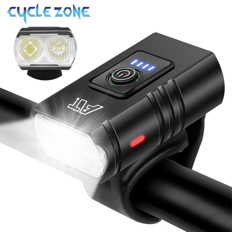 T6 DualLED Bicycle Headlight HighIntensity TypeC Rechargeable MTB Front Lamp Waterproof Flashligh 0
